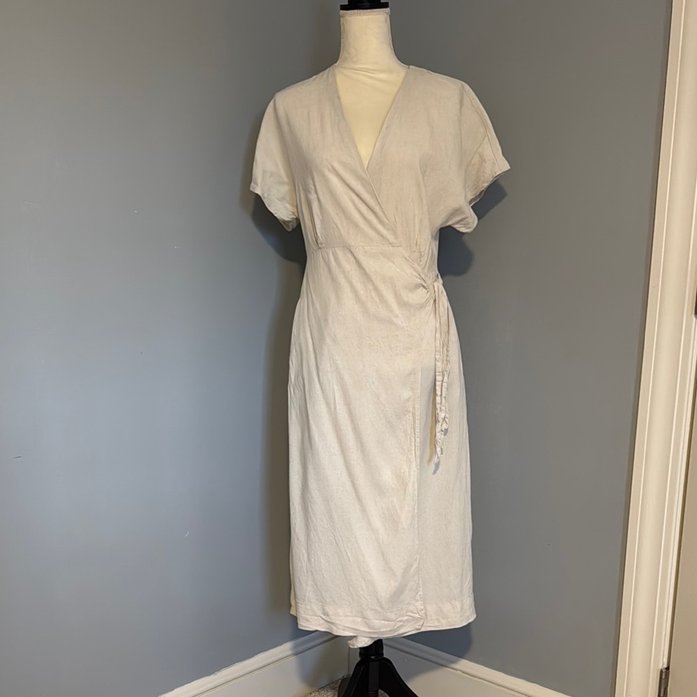 NWOT Elegant Cream Wrap Dress